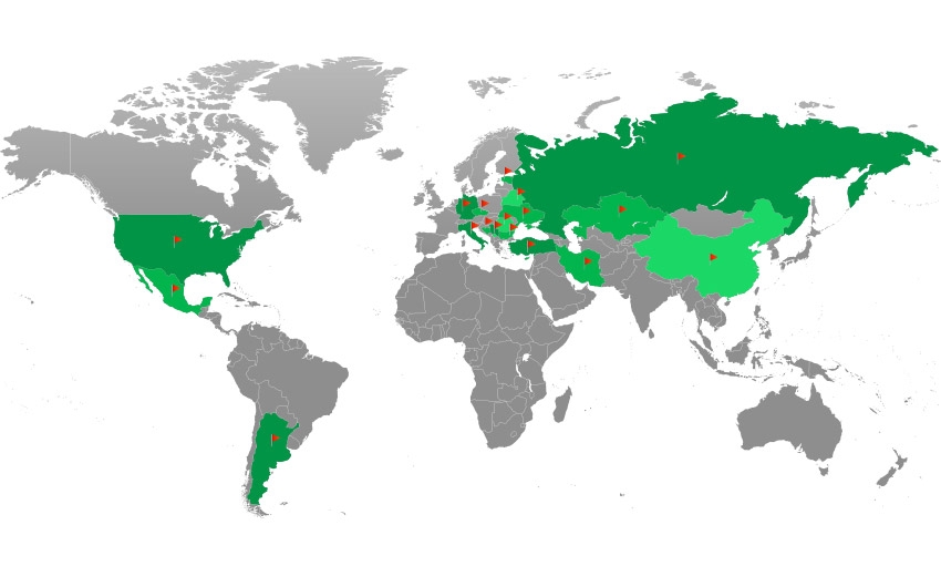 Mapa eksportu MOJ S.A.